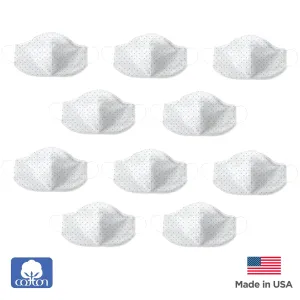 2-Layer Woven Soft Brushed Cotton Face Mask, Polka Dots, Blue, Made in USA - 10 Pack