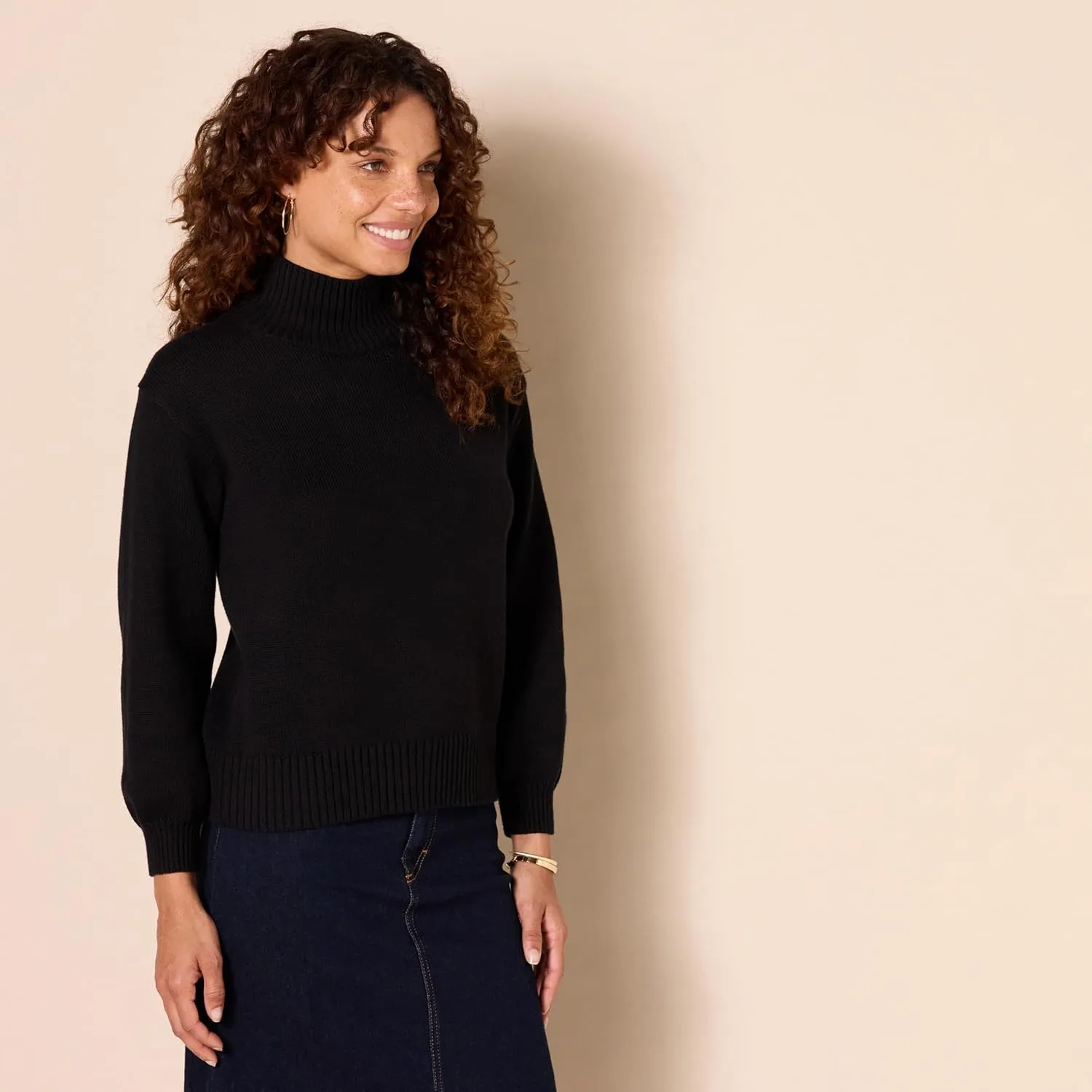 Amazon Essentials Women's Pull-Over Cotton Sweaters, Funnel-Neck, Available in Plus Size