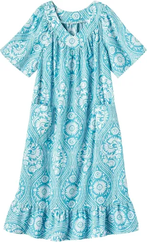 AmeriMark Casual Womens Muumuu House Dress Comfortable Flowy Short Sleeve Patio Sun Dress Lounger Gown Sleepwear for Ladies