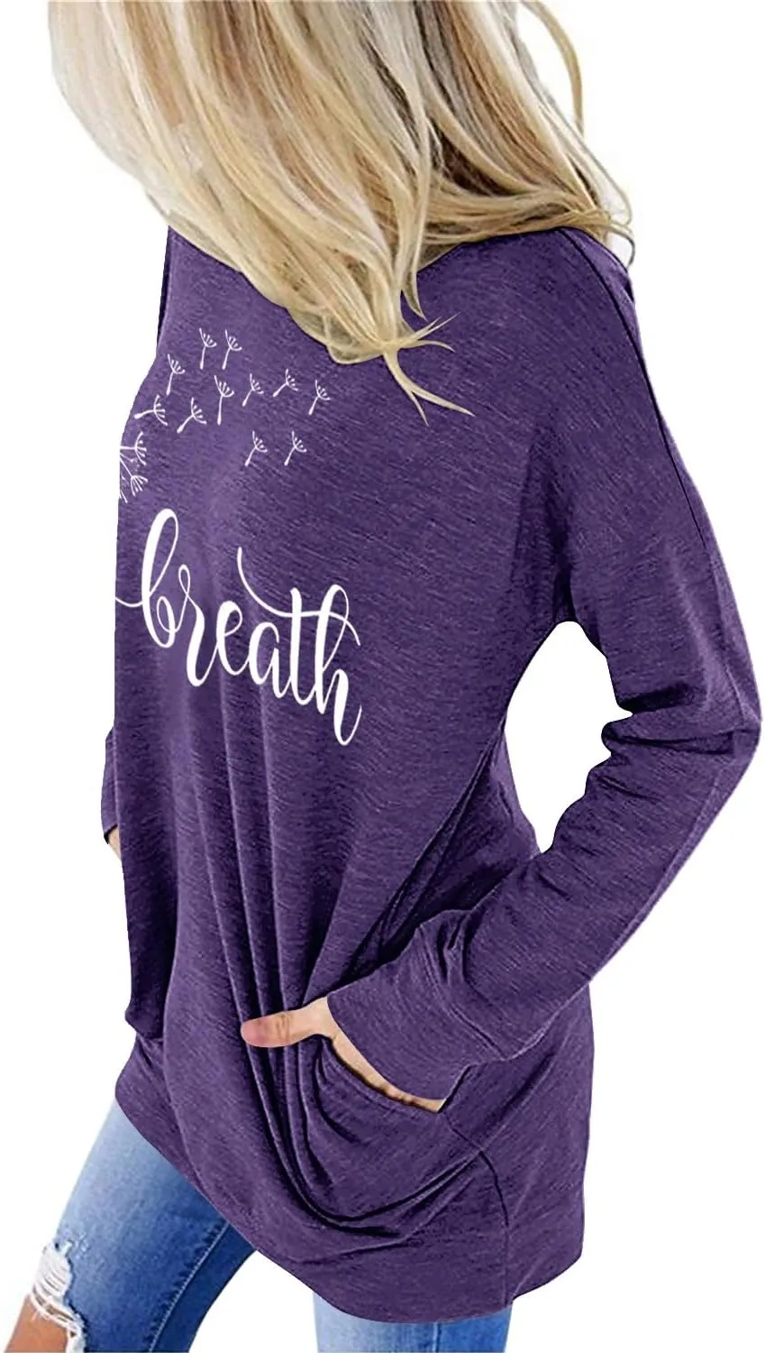 Angerella Women's Casual Loose Fit Pocket Shirts Printed Tops