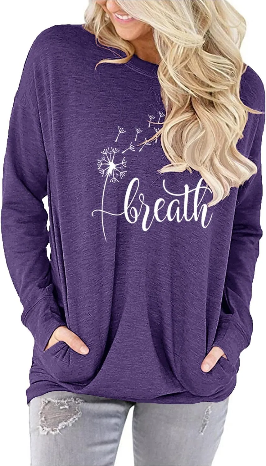Angerella Women's Casual Loose Fit Pocket Shirts Printed Tops