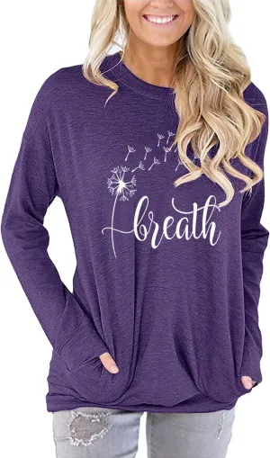 Angerella Women's Casual Loose Fit Pocket Shirts Printed Tops