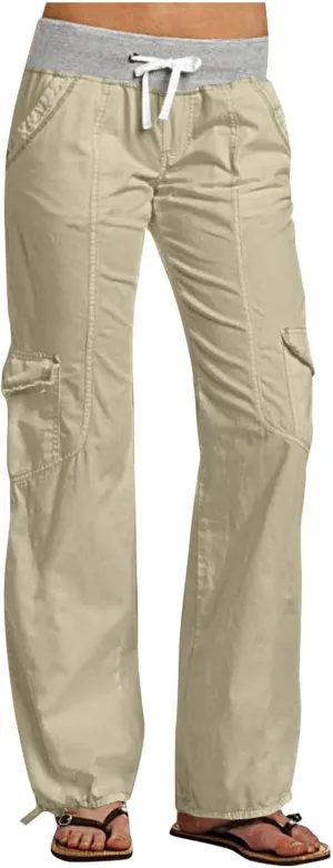 Cargo Yoga Pants for Women 2024 Fashion Wide Leg High Waisted Casual Drawstring Workout Y2K Pants with Pockets