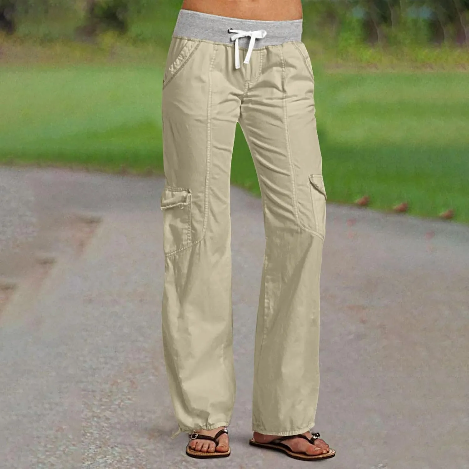Cargo Yoga Pants for Women 2024 Fashion Wide Leg High Waisted Casual Drawstring Workout Y2K Pants with Pockets