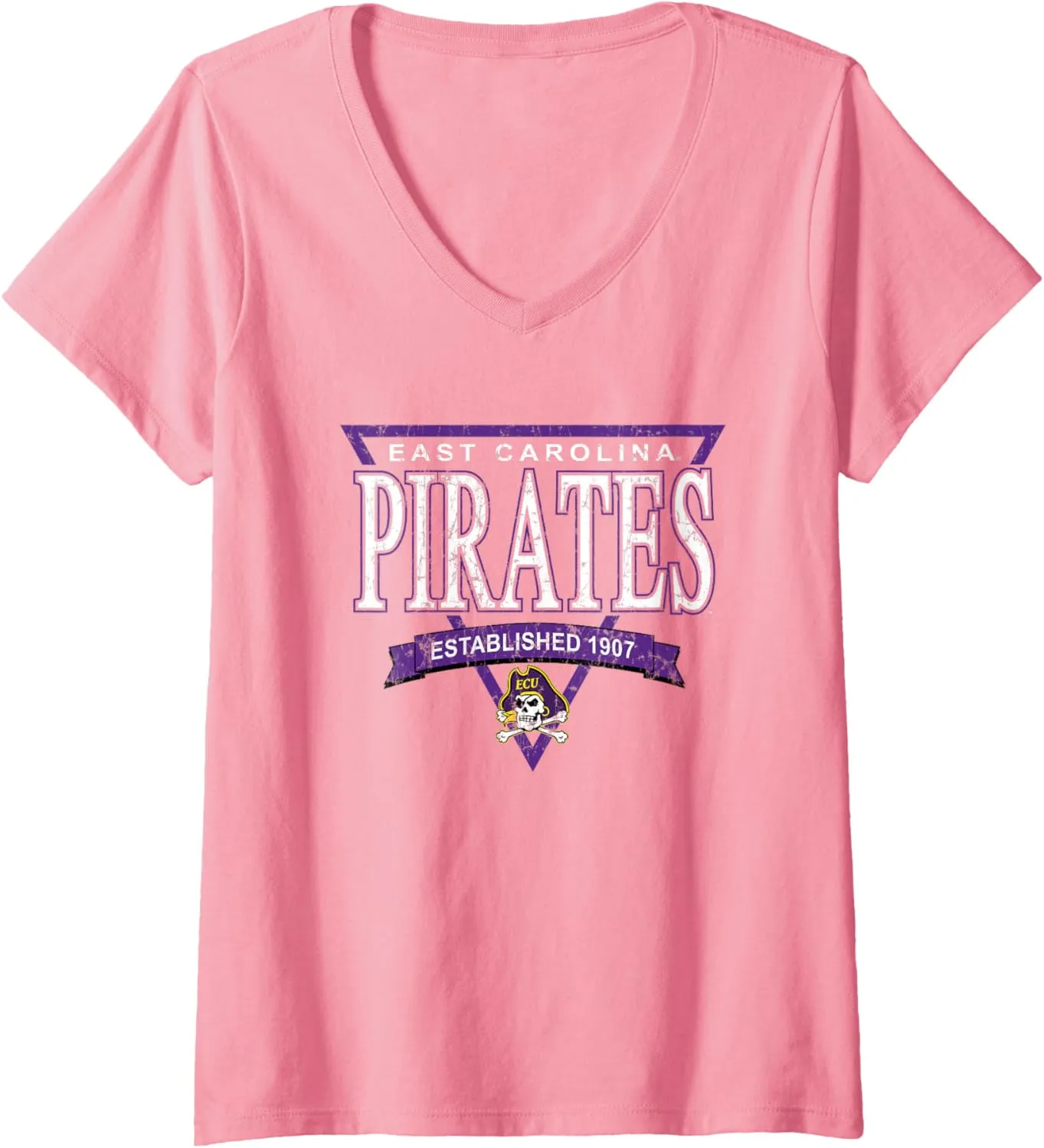 East Carolina Pirates Vintage Nineties Pink V-Neck T-Shirt