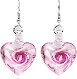 Elegant Crystal Dangle Charming Heart Shape Earring Pink for Wedding Jewelry Convenient and clever