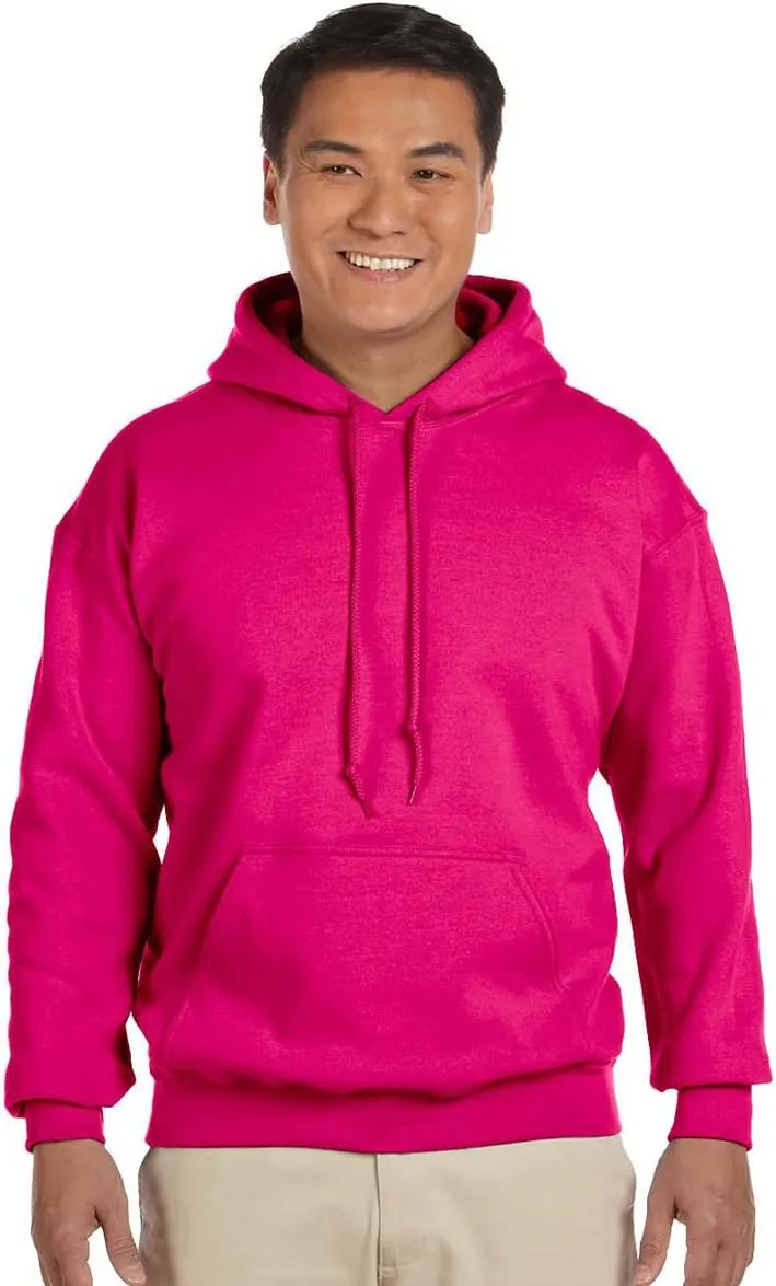 Gildan Men's Heavy Blend Drawcord Hooded Sweatshirt, Safety Pink