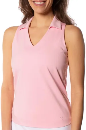 GOLFTINI Sleeveless V-Collar Golf Polo Shirt, Moisture-Wicking, Martini Logo  Golf, Tennis & Activewear Light Pink