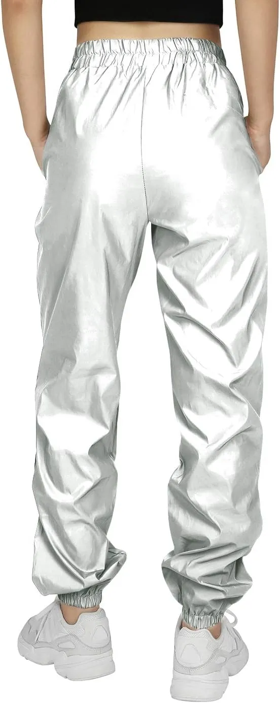 HDE Reflective Joggers Pants for Women High Visibility Jogger Windbreaker Pant