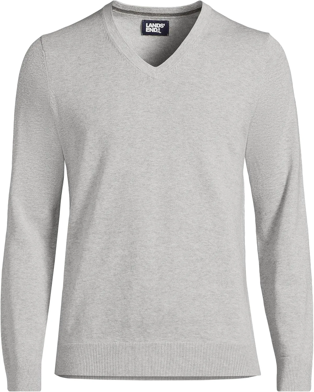 Lands' End Men's Fine Gauge Cotton V Neck Sweater