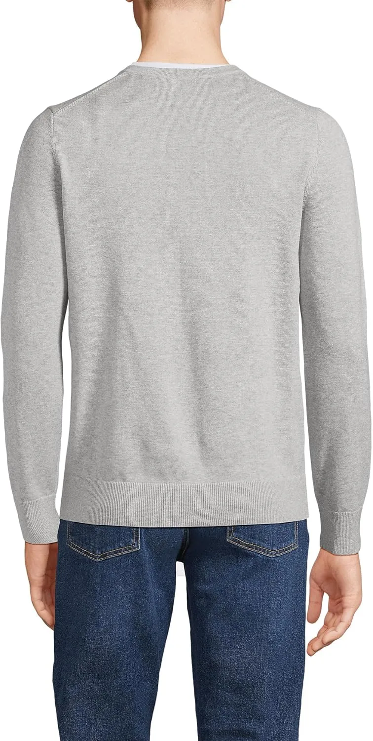 Lands' End Men's Fine Gauge Cotton V Neck Sweater