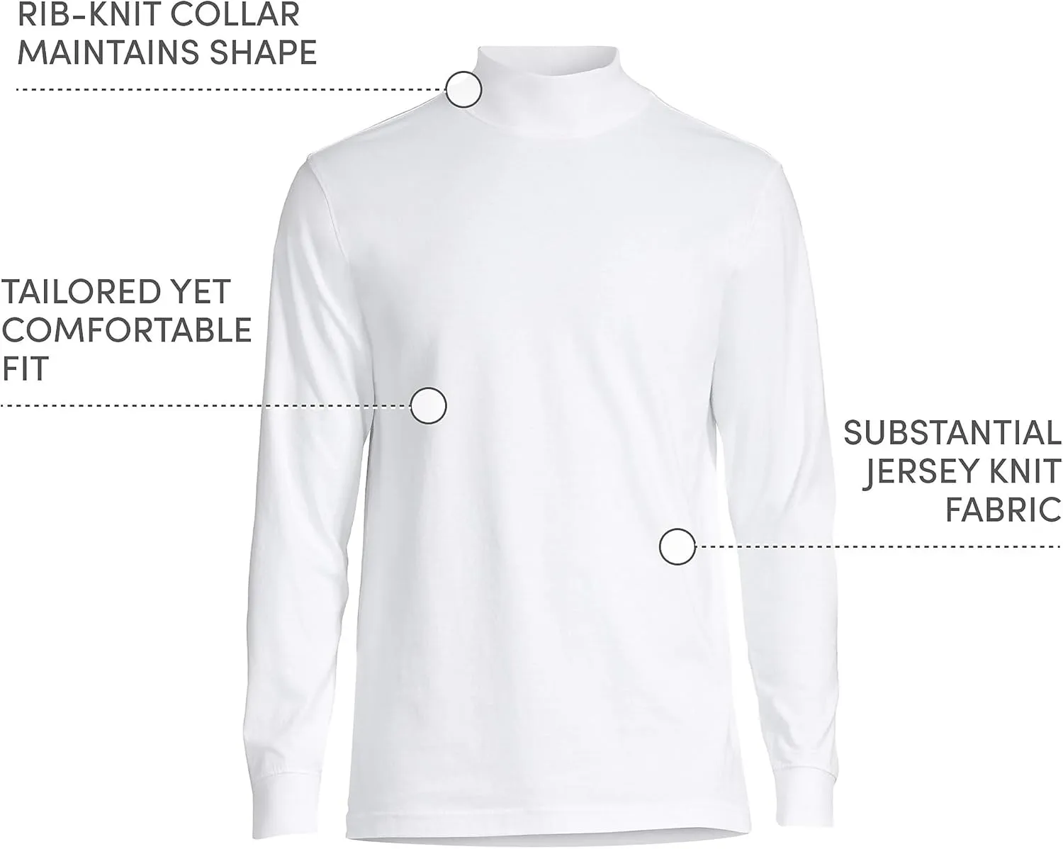Lands' End Men's Super-T Cotton-Blend Mock Turtleneck Shirt