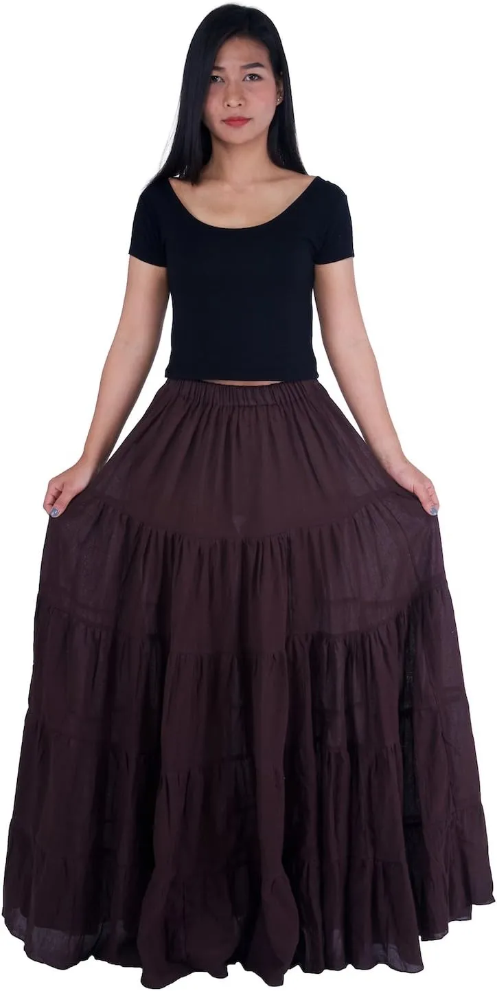 Lannaclothesdesign Women's Cotton Long Ruffle Full Circle Long Skirts Maxi Skirt