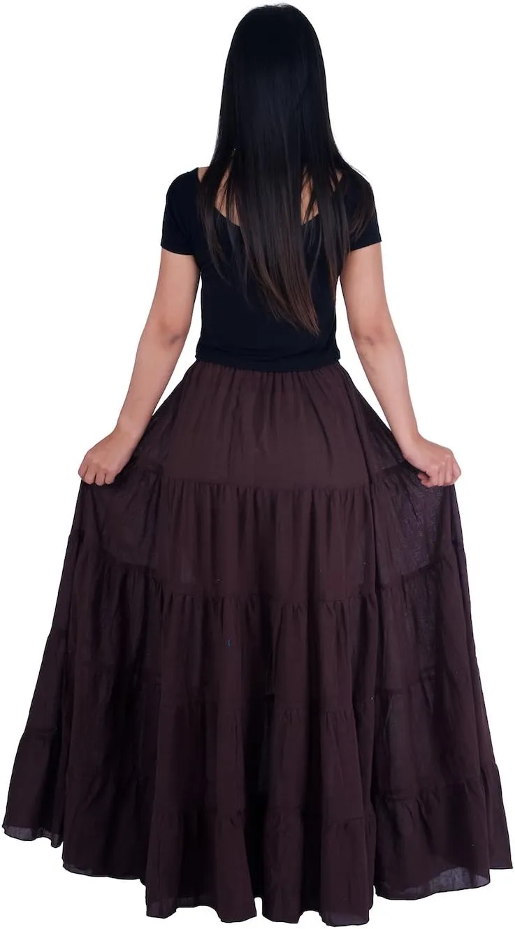 Lannaclothesdesign Women's Cotton Long Ruffle Full Circle Long Skirts Maxi Skirt