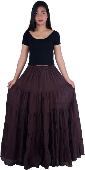 Lannaclothesdesign Women's Cotton Long Ruffle Full Circle Long Skirts Maxi Skirt
