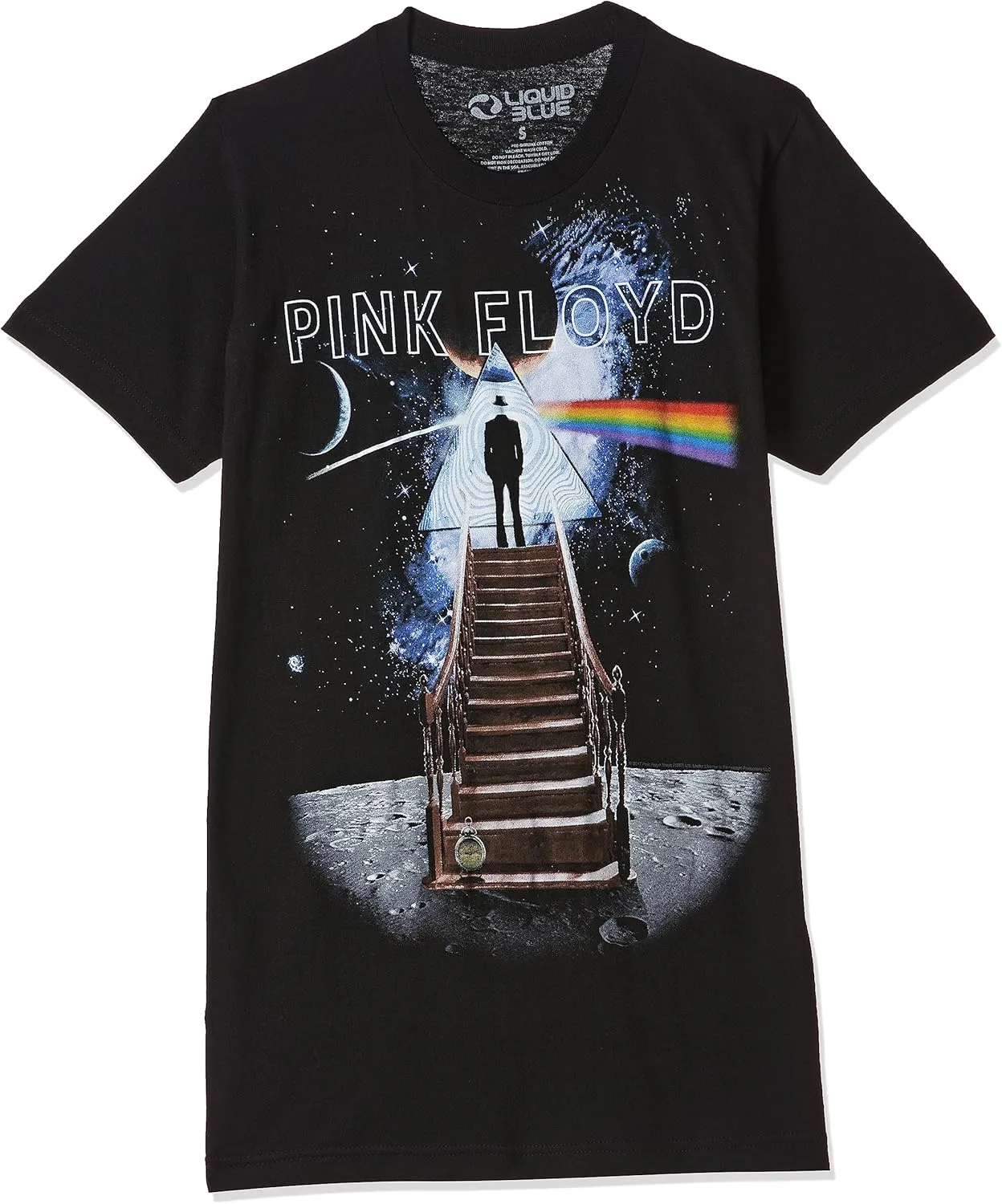Liquid Blue Unisex-Adult Standard Pink Floyd Stairway to The Moon T-Shirt