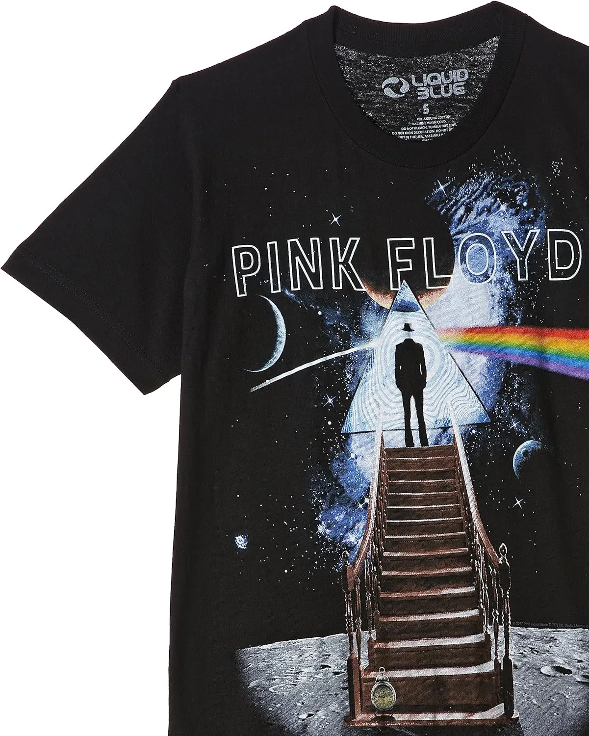 Liquid Blue Unisex-Adult Standard Pink Floyd Stairway to The Moon T-Shirt