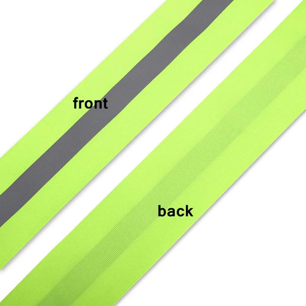 LLPT Reflective Ribbon Sew On Tape High Visibility 2 x 50 Ft Nylon Silver Florescent Safety Webbing for Warning Safety Trim Deco on Vest Belt Jacket Bag Pants Shoes Pet Wears Red(RRR250)
