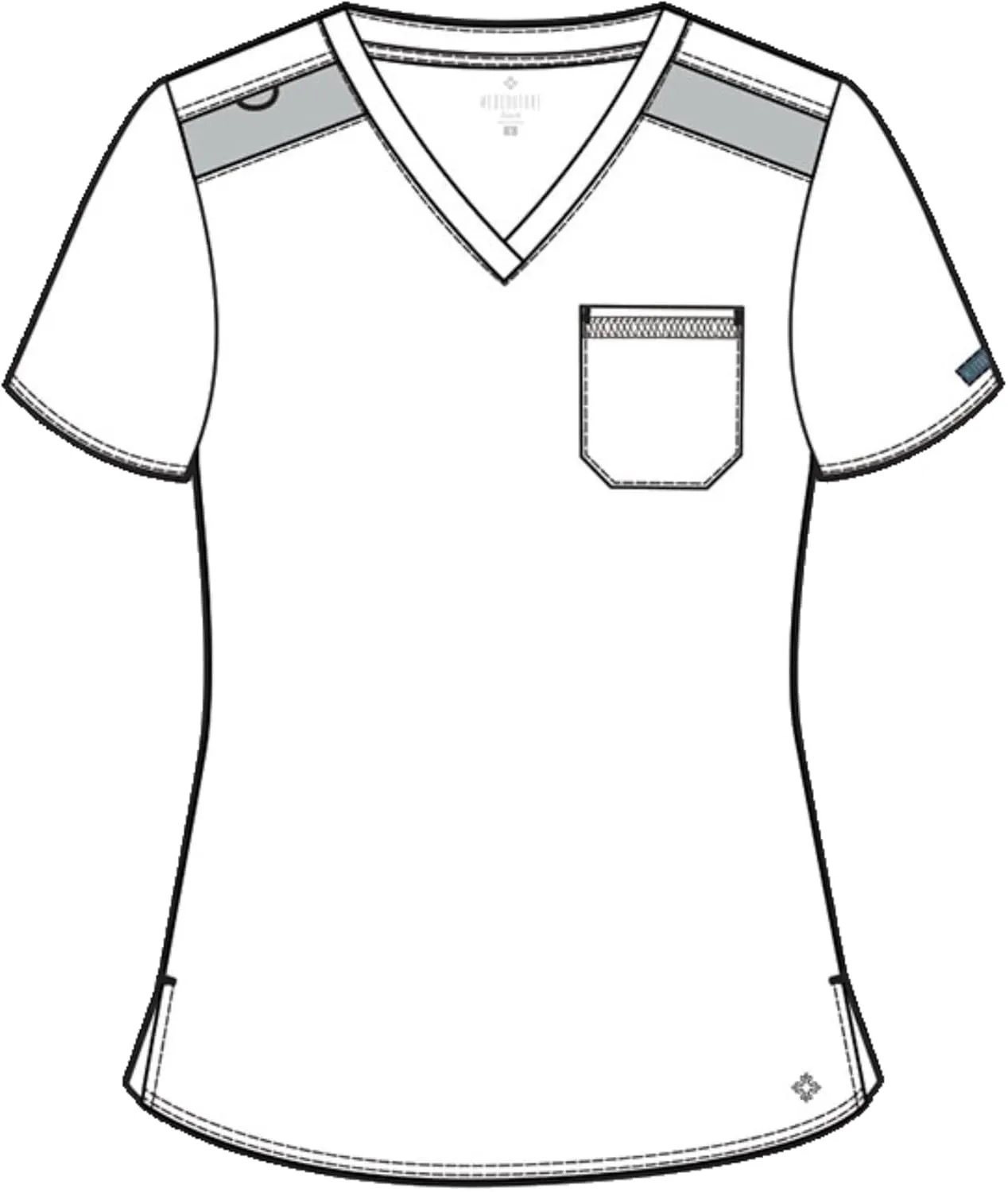 Med Couture Women's V-Neck Scrub Top, Modern Fit Tuck-in Top with Stretchy Rib-Knit Shoulders and Chest Pocket - MC7448