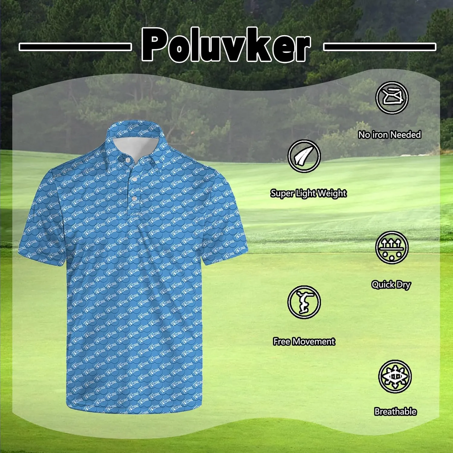 Men's Golf Polo Shirts Short Sleeve Performance Moisture Wicking Dry Fit Golf Shirts for Men
