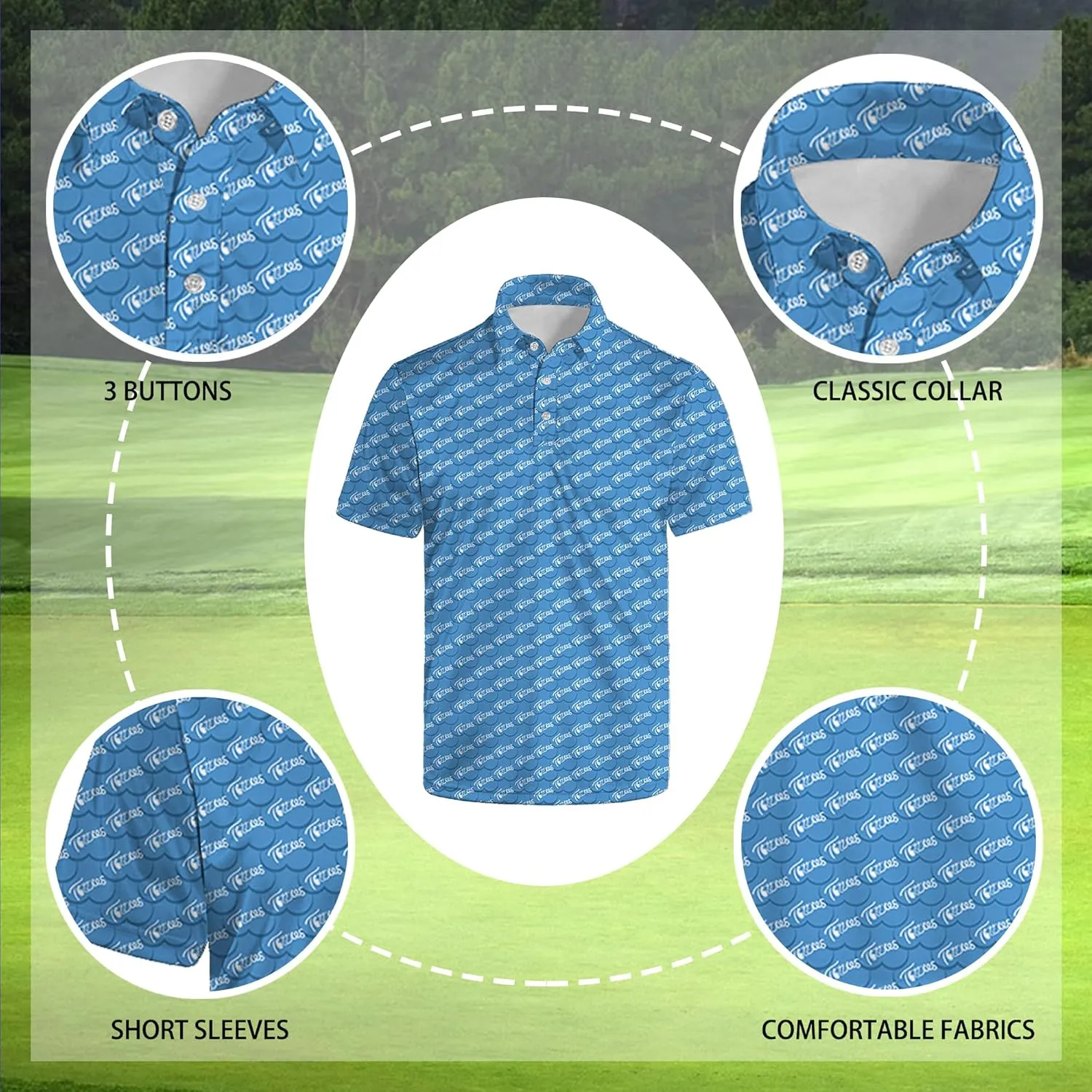 Men's Golf Polo Shirts Short Sleeve Performance Moisture Wicking Dry Fit Golf Shirts for Men