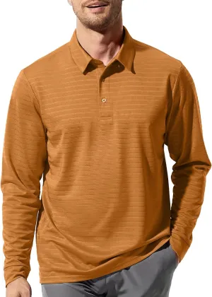 MIER Men's Quick Dry Polo Golf Shirts - Short & Long Sleeve Polyester Casual Lightweight Soft Collared Shirts