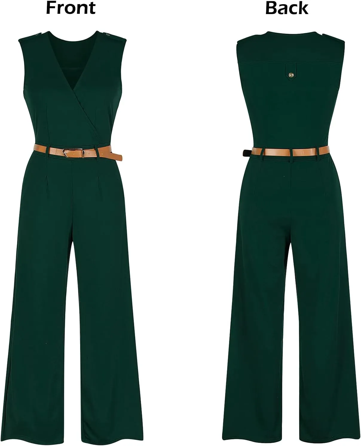Pink Queen Jumpsuits for Women Dressy V Neck Sleeveless Wide Leg Long Pants Rompers