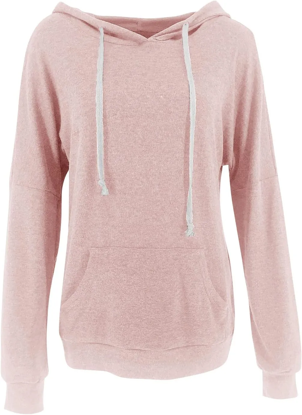 PRETTODAY Women's Casual Lightweight Hoodies Long Sleeve White Drawstring Sweatshirts Loose Pullovers with Pocket