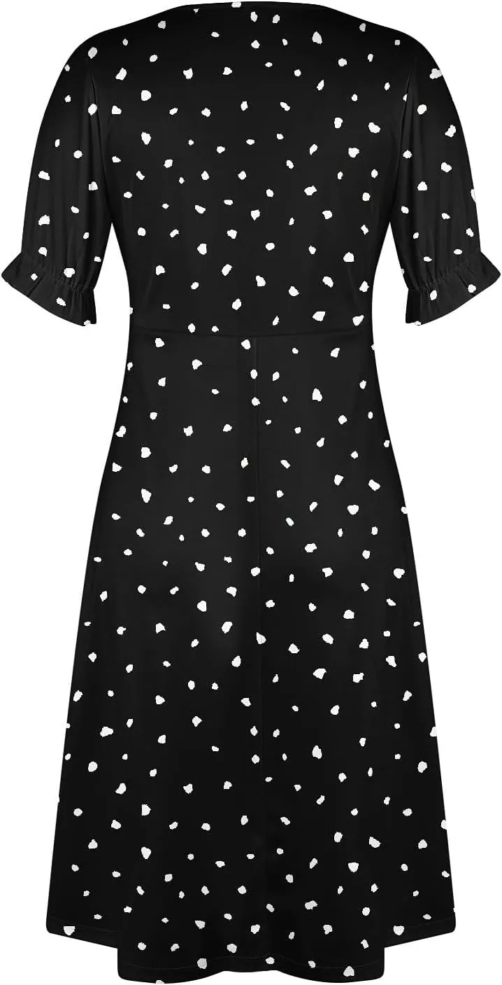 Shift Dresses for Women Faux Wrap Irregular Hem Boho Midi-Dress Elegant Summer 2024