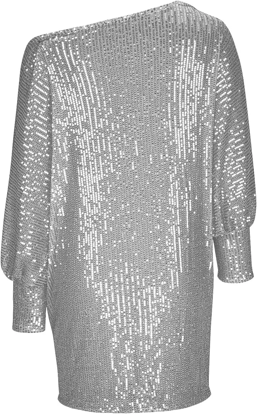 Sparkly Dresses for Women Women's Fashion Dresses Slant Shoulder Long Sleeve Dresses Solid Color Sexy Dresses