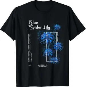 Spider Lily in Japanese Blue Anime Soft Grunge Aesthetic T-Shirt
