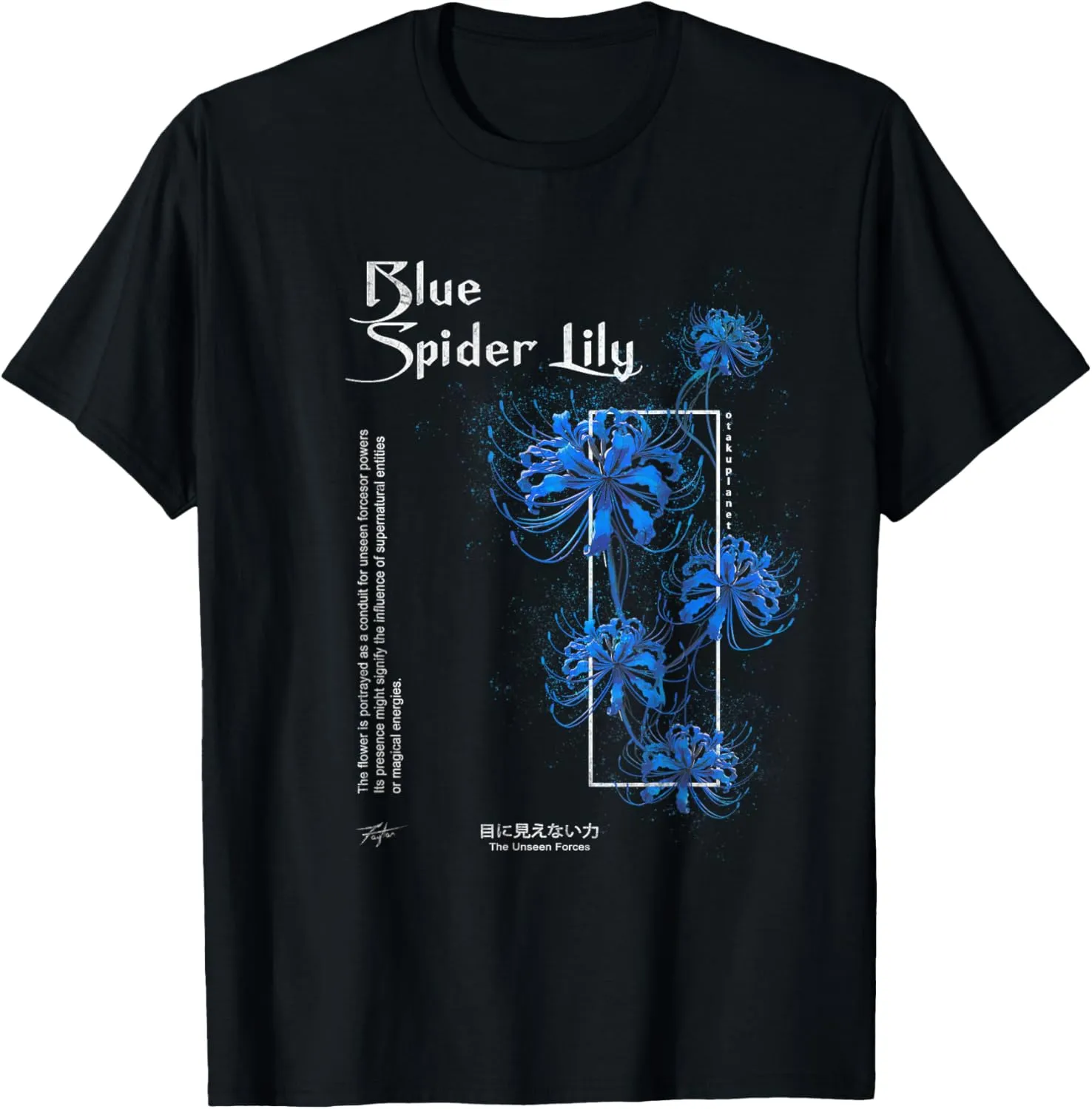 Spider Lily in Japanese Blue Anime Soft Grunge Aesthetic T-Shirt