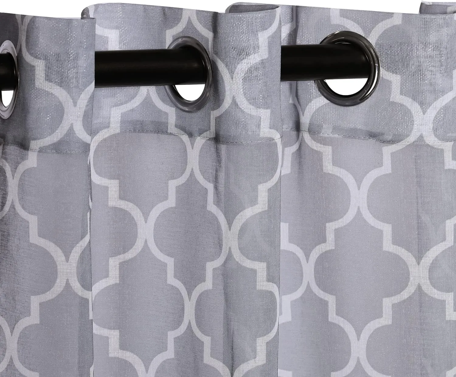 Superior Trellis Sheer Curtains, Window Accents, Perfect For Natural Light, Geometric, Lattice, Modern, Transitional, Traditional with Grommets, Curtain Set of 2 Panels, 52" x 108", Grey