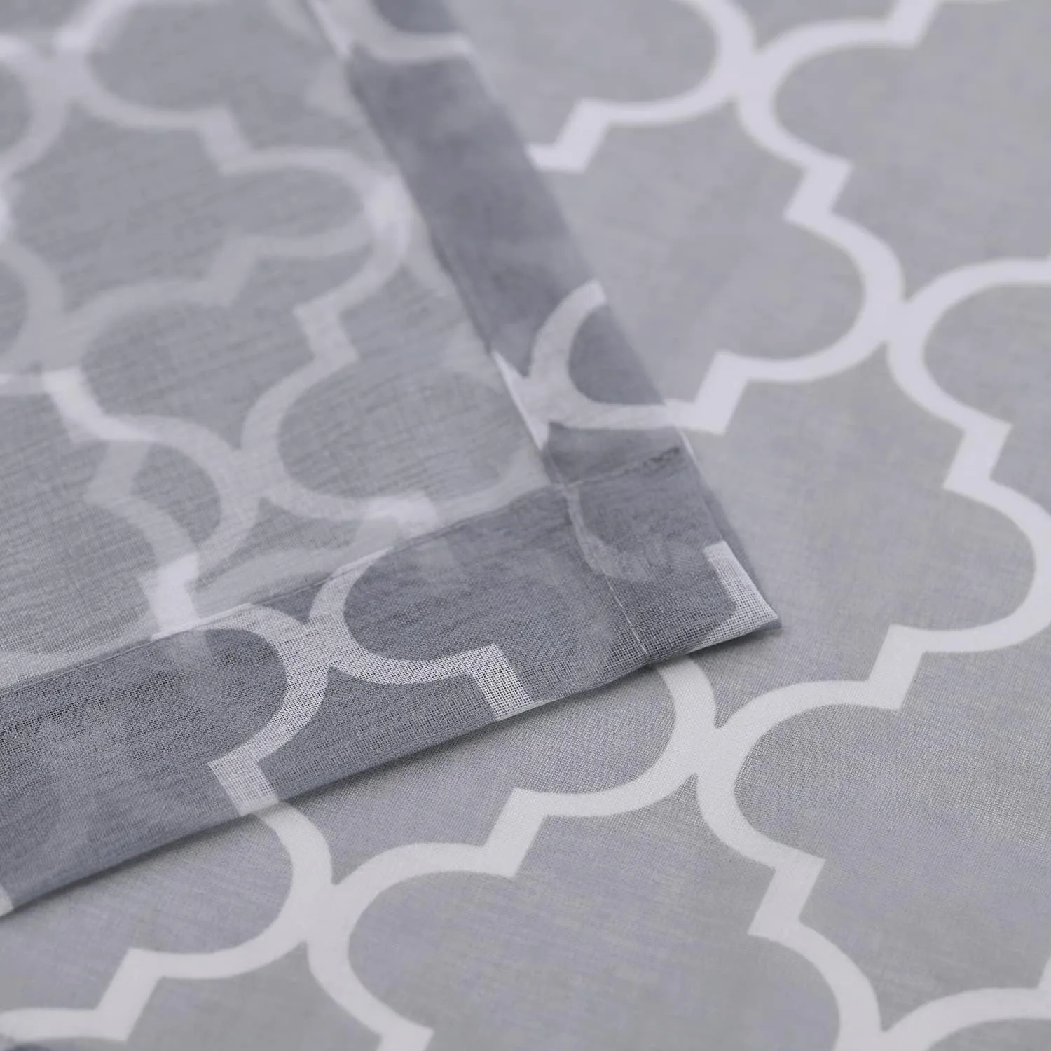 Superior Trellis Sheer Curtains, Window Accents, Perfect For Natural Light, Geometric, Lattice, Modern, Transitional, Traditional with Grommets, Curtain Set of 2 Panels, 52" x 108", Grey