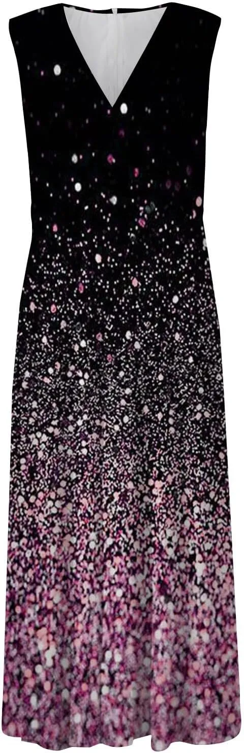 Womens Dresses Floral Print Wrap V Neck Sundresses Flowy Ruched Sleeveless Boho Dress Spring Beach Dress