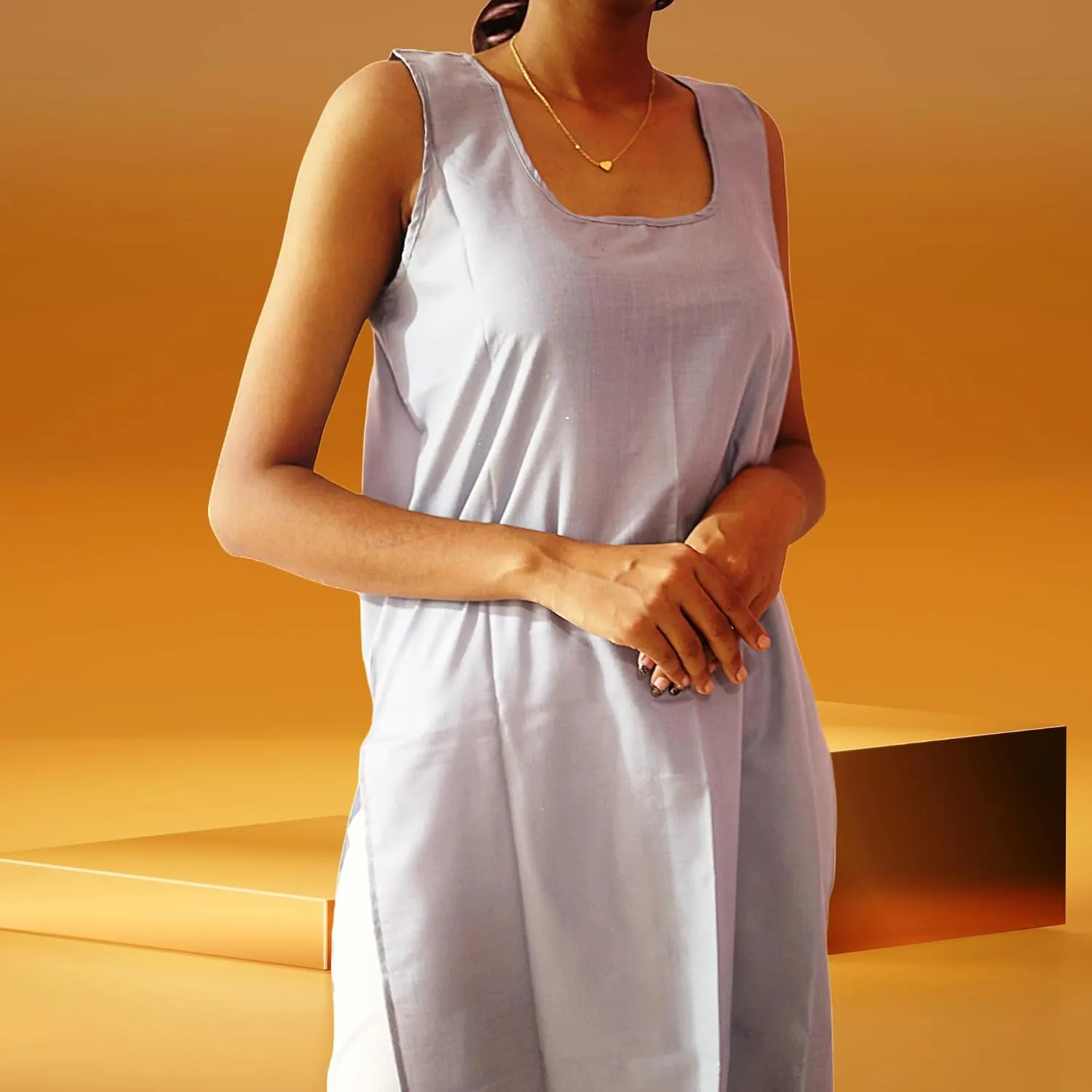 Women's Long Cotton Inner Slip Innerwear, Sleeveless Camisole for Sheer Kurtis