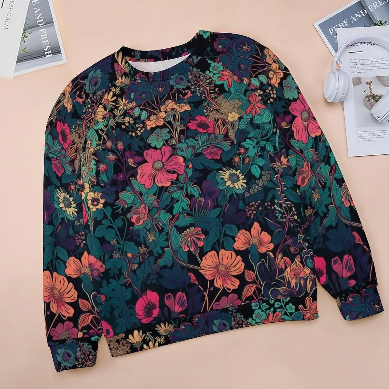 ZOCAVIA Floral Sweatshirts for Women Fall Fashion Oil Painting Flower Graphic Pullover Tops Crewneck Long Sleeve Y2K T Shirts